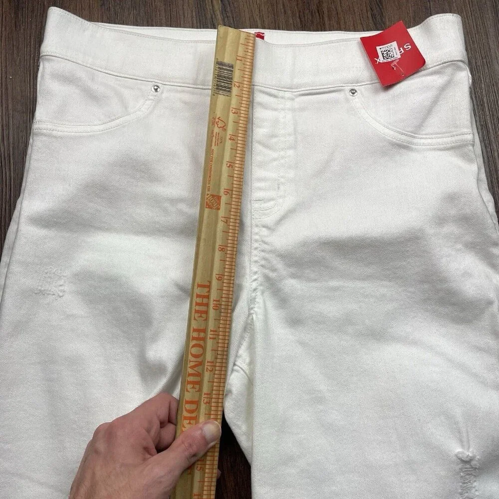 SPANX Distressed Skinny Jean High Waited  Sz L White - Picture 8 of 10